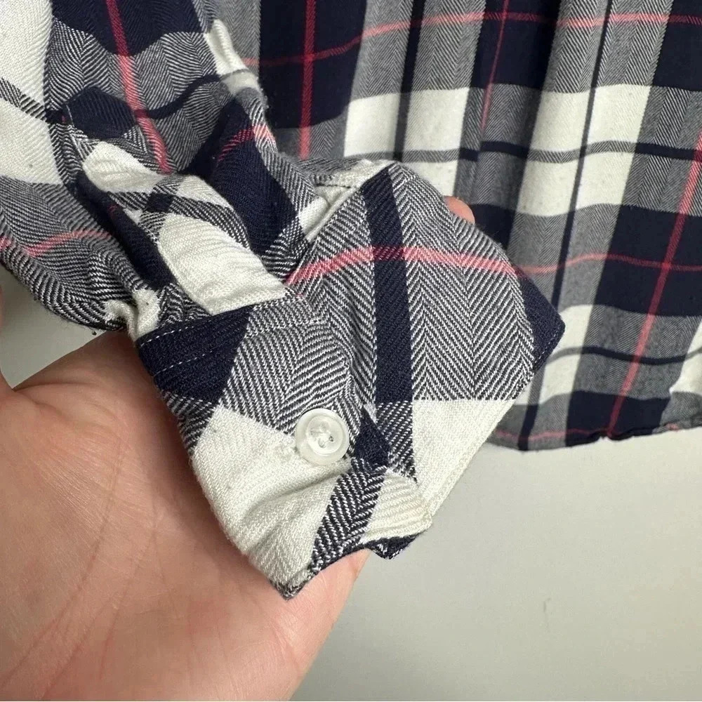 Rails Hunter White Navy Cranberry Button Down Shirt Size XS - Picture 5 of 8